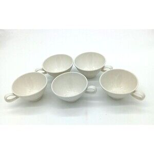 Vintage MCM Retro Bridal White  Iroquois Impromptu Ben Seibel 5 Coffee Cups